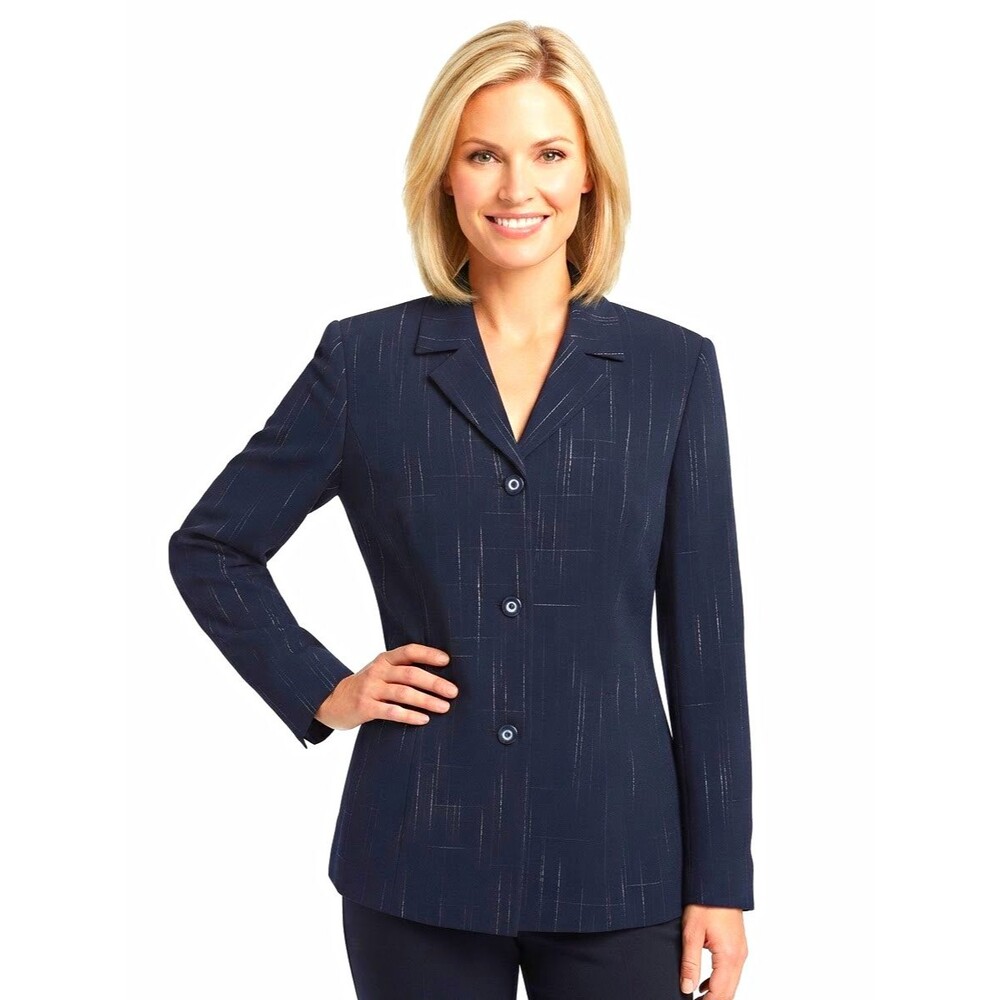 Worthington Blazer Womens Size 18 Plus Black Geometric Woven Lined Button Front